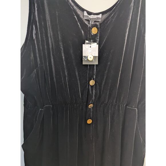 NWT Eloquii Elements Velvet Sleeveless Cropped Jumpsuit in Black Onyx - Picture 6 of 8